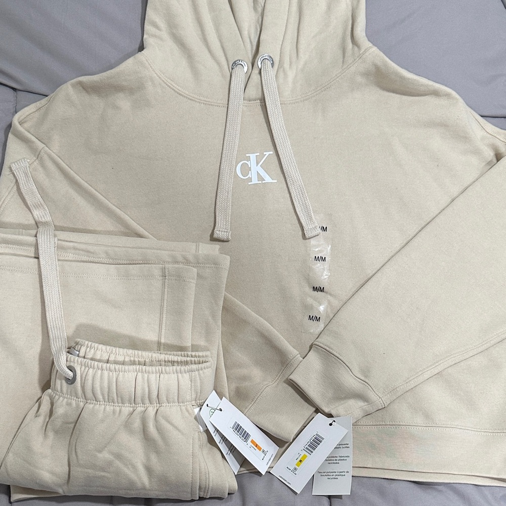 Calvin Klein Beige Hoodie and Joggers Set